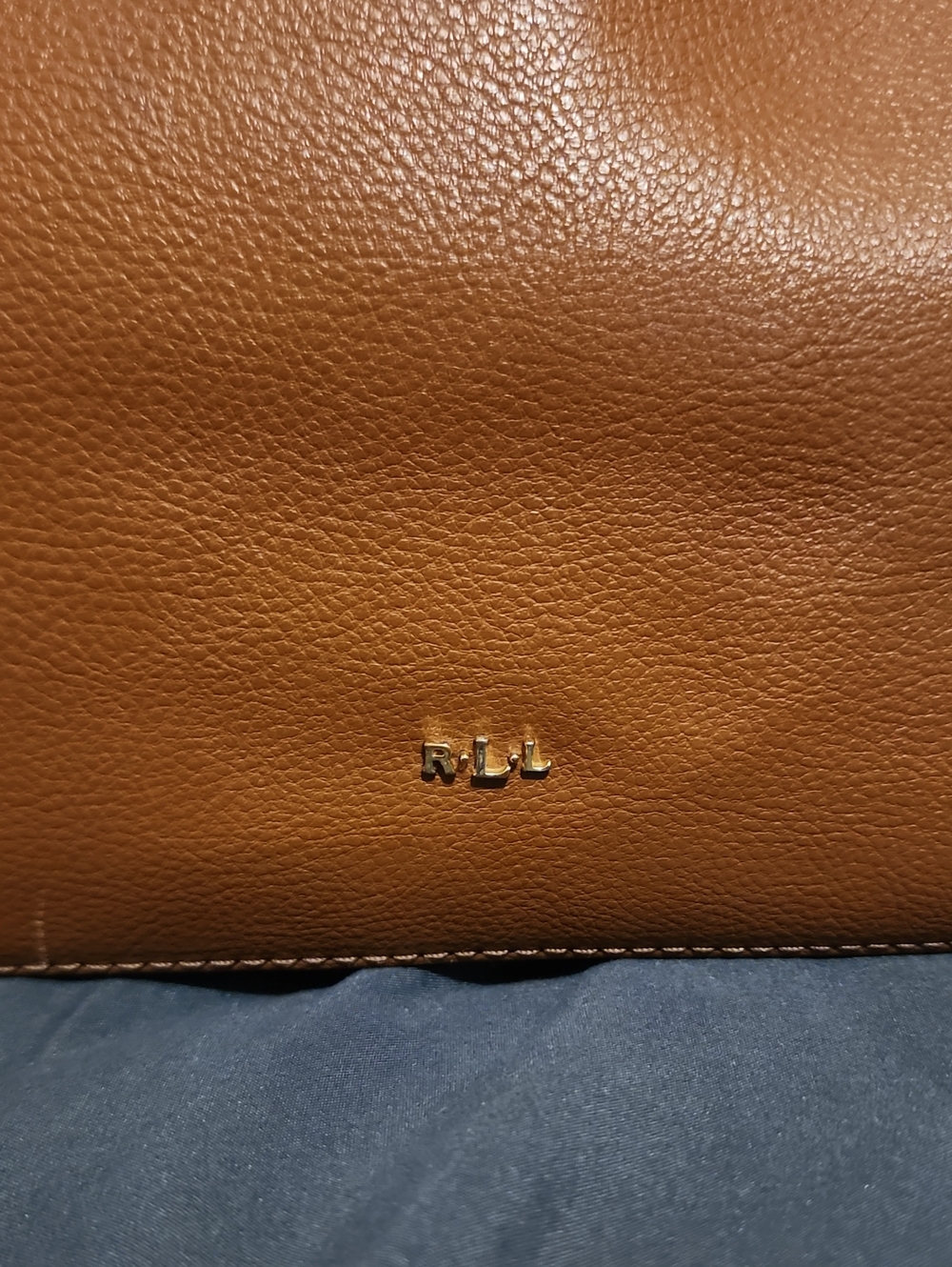 Ralph Lauren RLL Cognac Leather Tote with Gold Hardware - Clean! Large Tote! - Picture 3 of 11